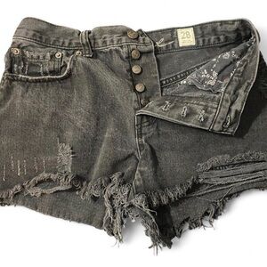 We The Free Distressed Black Jean Shorts